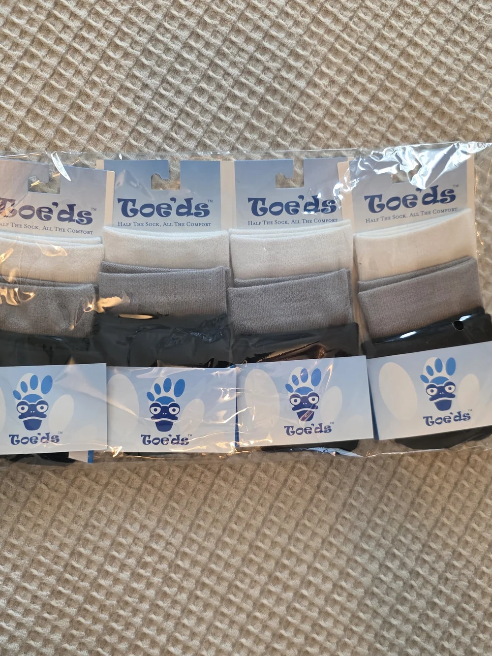 Toe'ds 12 Pairs Half Socks — White, Gray & Black